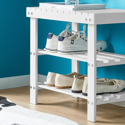 SoBuy | Schuhregal | Sitzbank schmal | Breit 50cm Weiß | FSR02-K-W