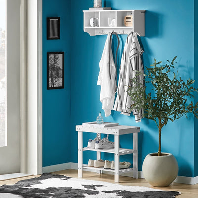SoBuy | Scarpiera con panca | Stretta | Larga 50cm Bianca | FSR02-K-W