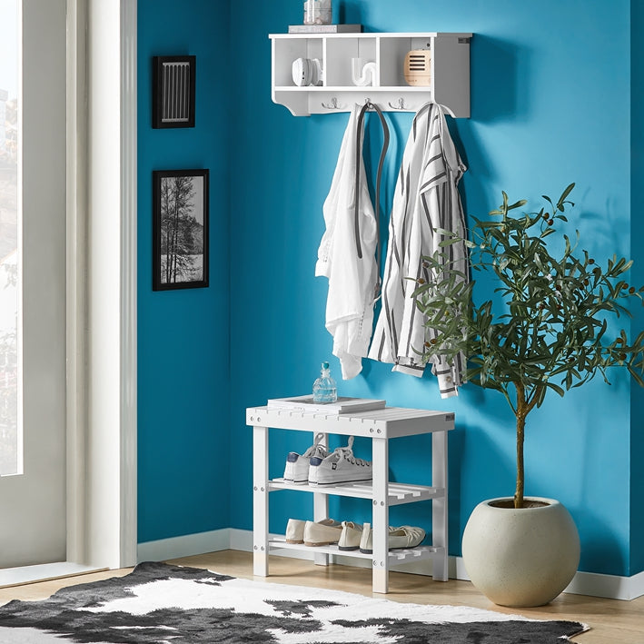 SoBuy | Scarpiera con panca | Stretta | Larga 50cm Bianca | FSR02-K-W
