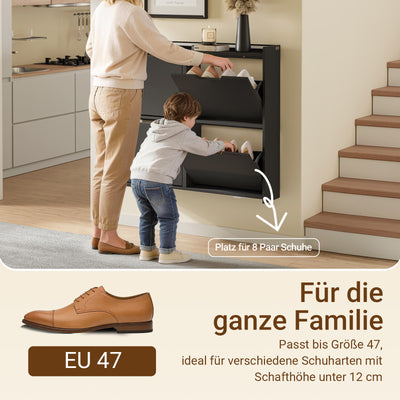 SoBuy | Schuhschrank Schmal Hängend mit Sensorlicht und 19 cm Tiefe | Schwarz | FSR100-E-SCH