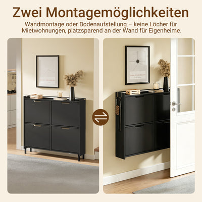 SoBuy | Schuhschrank Schmal Hängend mit Sensorlicht und 19 cm Tiefe | Schwarz | FSR100-E-SCH