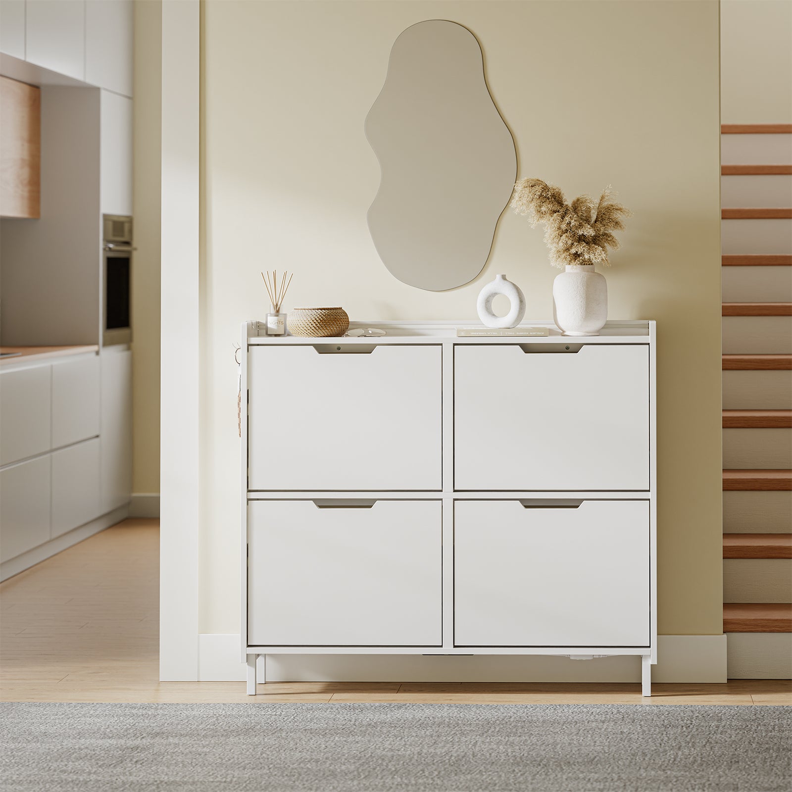 SoBuy | SoBuy Schuhschrank Schmal Hängend mit Sensorlicht und 19 cm Tiefe | Weiß | FSR100-E-W