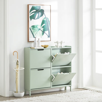 SoBuy | Meuble à chaussures | Rangement à chaussures | 4 portes | Vert | FSR100-GR