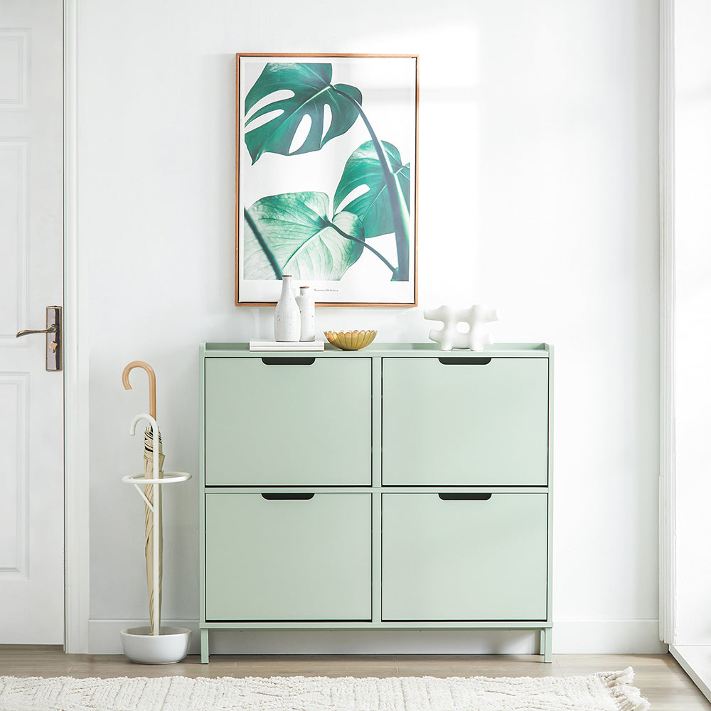 SoBuy | Meuble à chaussures | Rangement à chaussures | 4 portes | Vert | FSR100-GR