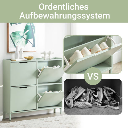 SoBuy | Meuble à chaussures | Rangement à chaussures | 4 portes | Vert | FSR100-GR