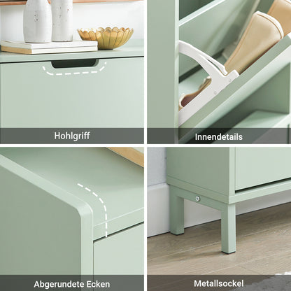 SoBuy | Meuble à chaussures | Rangement à chaussures | 4 portes | Vert | FSR100-GR