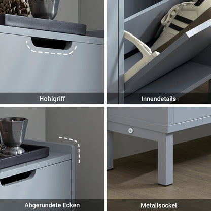 SoBuy | Meuble à chaussures | Meuble à chaussures 4 portes | Coffre à chaussures | Gris clair | FSR100-HG 