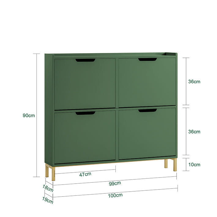 SoBuy | Scarpiera | Scarpiera con 4 Ante a Ribalta | Cassettiera per Scarpe | Verde Scuro | FSR100-SY