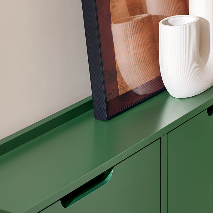 SoBuy | Meuble à chaussures | Meuble à chaussures 4 portes | Coffre à chaussures | Vert foncé | FSR100-SY 