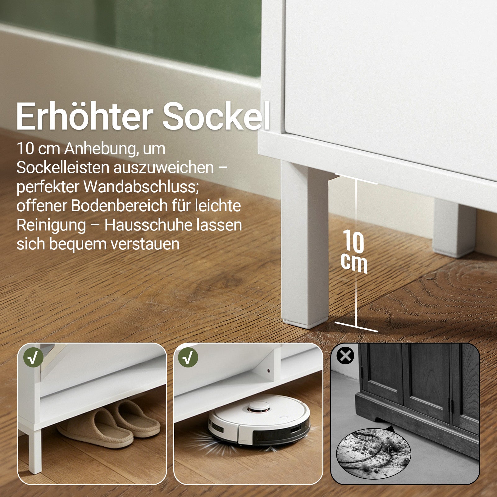 SoBuy | Schuhkipper | Schuhschrank mit 4 Klappen | Schuhkommode Weiß | FSR100-W