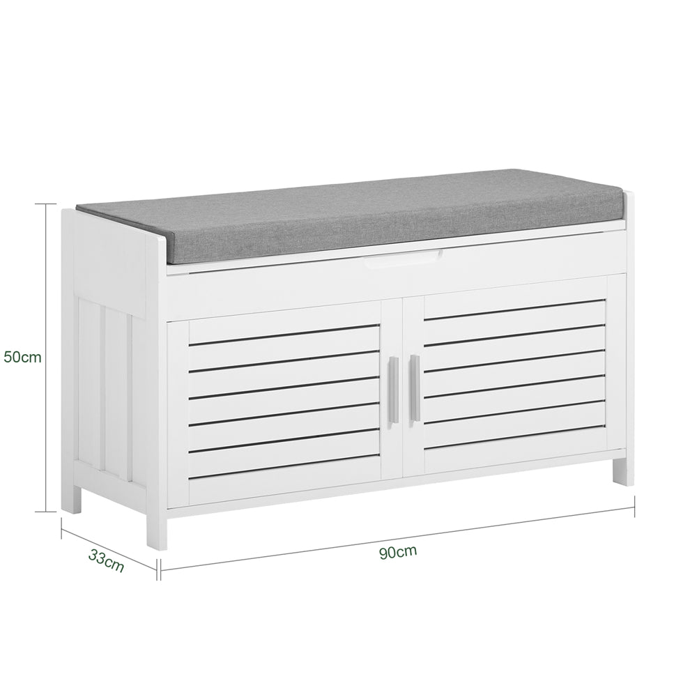 SoBuy | Panchina Ingresso | Panca Scarpiera | Scarpiera con Cuscino | Bianco | FSR102-W