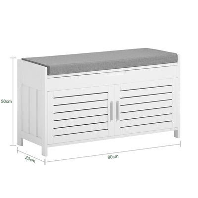 SoBuy | Panchina Ingresso | Panca Scarpiera | Scarpiera con Cuscino | Bianco | FSR102-W