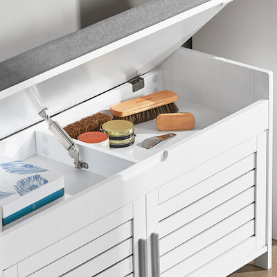 SoBuy | Panchina Ingresso | Panca Scarpiera | Scarpiera con Cuscino | Bianco | FSR102-W