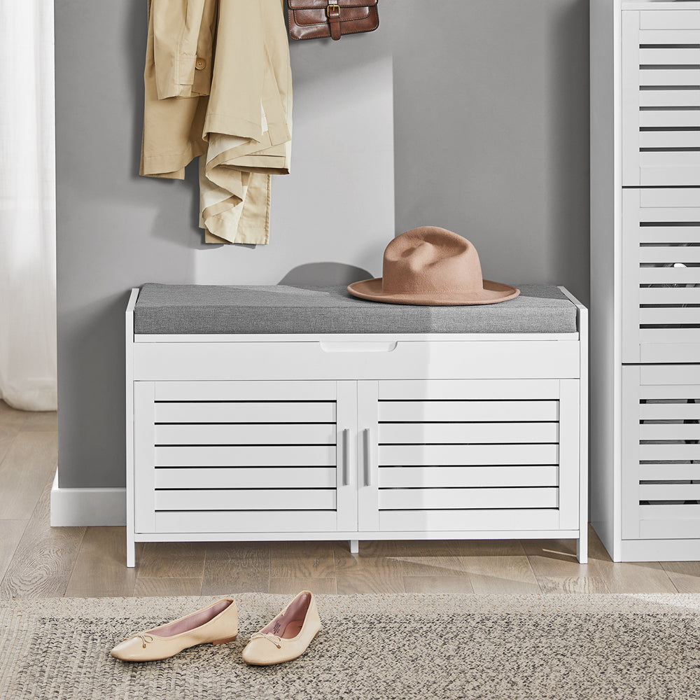 SoBuy | Panchina Ingresso | Panca Scarpiera | Scarpiera con Cuscino | Bianco | FSR102-W