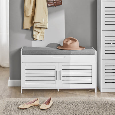 SoBuy | Panchina Ingresso | Panca Scarpiera | Scarpiera con Cuscino | Bianco | FSR102-W