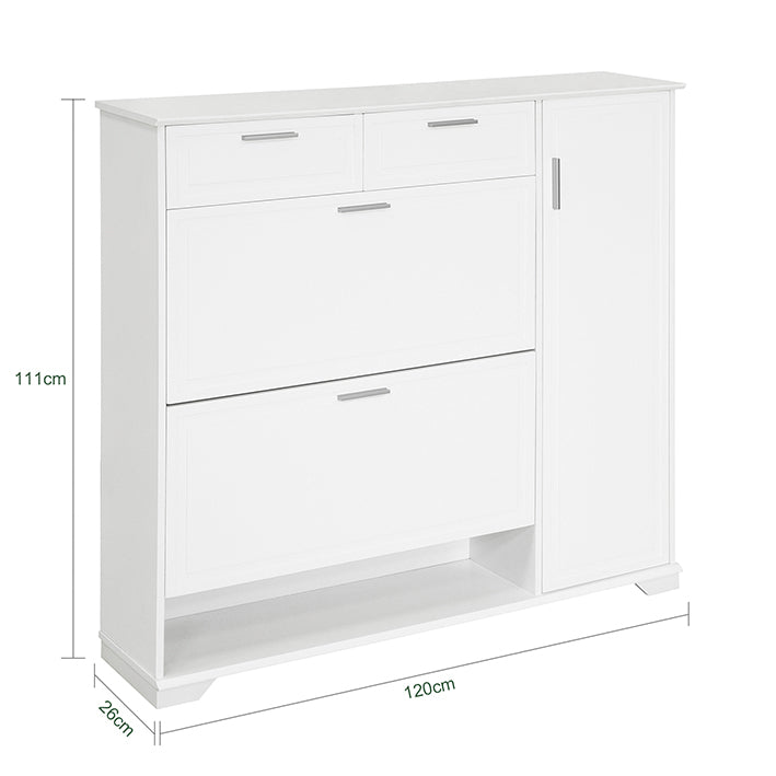 SoBuy | Meuble à chaussures basculant | Armoire à chaussures | Commode à chaussures Blanche | FSR104-W