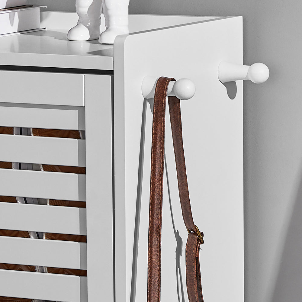 SoBuy | Schuhkipper | Schuhschrank mit 3 Klappen | Schuhkommode Weiß | FSR108-W