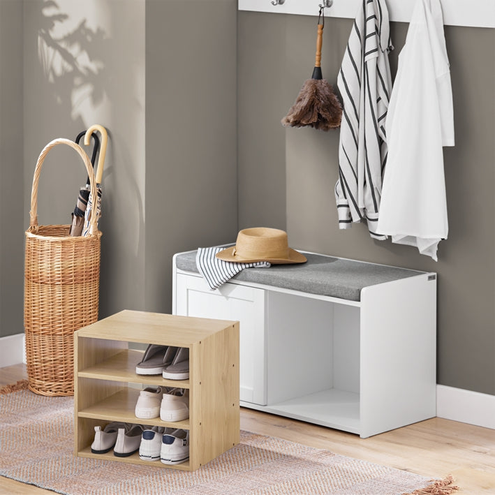 SoBuy | Banc à chaussures | Banc avec rangement | Étagère à chaussures | Banc d'entrée | FSR109-WN
