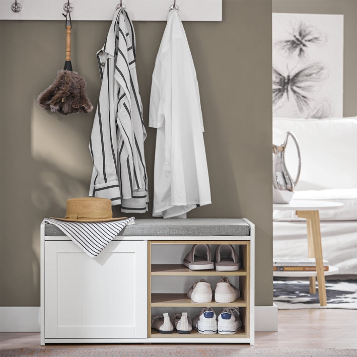 SoBuy | Banc à chaussures | Banc avec rangement | Étagère à chaussures | Banc d'entrée | FSR109-WN