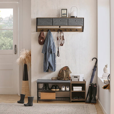 SoBuy | Patère murale | Étagère murale | Portemanteau d'entrée vintage | FHK26-N