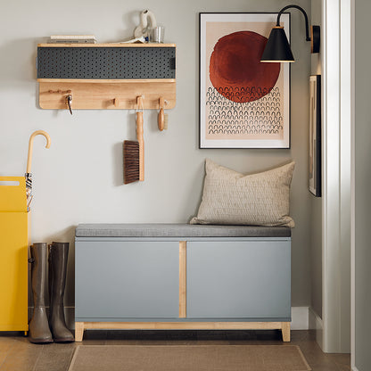 SoBuy | Banc à chaussures avec assise | Banc d'entrée | Banc | Banc d'entrée | Gris clair | FSR117-HG