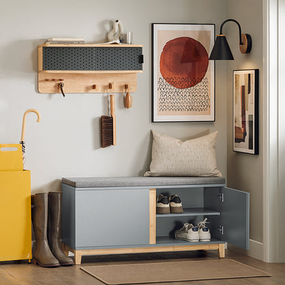 SoBuy | Banc à chaussures avec assise | Banc d'entrée | Banc | Banc d'entrée | Gris clair | FSR117-HG