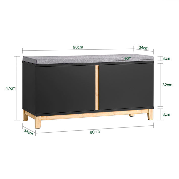 SoBuy | Scarpiera con seduta | Panchina appendiabiti | Panca | Panca da ingresso | Nero | FSR117-SCH