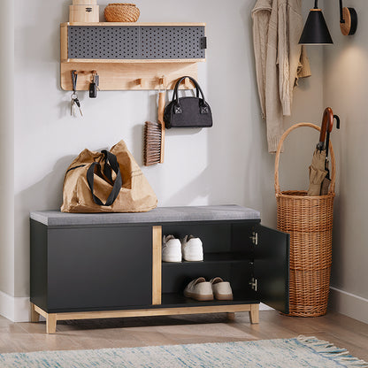 SoBuy | Banc à chaussures avec assise | Banc d'entrée | Banc | Banc d'entrée | Noir | FSR117-SCH