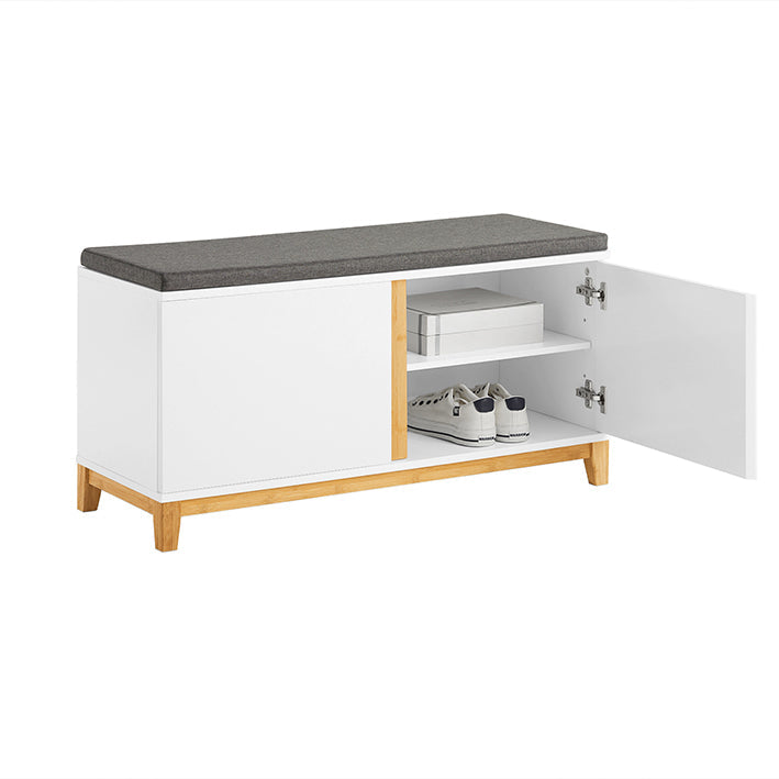 SoBuy | Scarpiera con sedile imbottito | Panchina | Panca da ingresso | Bianco | FSR117-W