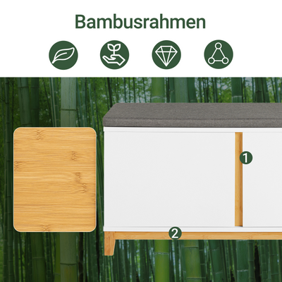 SoBuy | Scarpiera con sedile imbottito | Panchina | Panca da ingresso | Bianco | FSR117-W