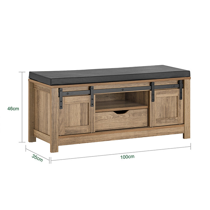 Prévente | SoBuy | Banc à chaussures avec portes coulissantes | Banc | Banc d'entrée | Marron clair | FSR118-BR