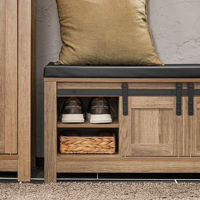 Prévente | SoBuy | Banc à chaussures avec portes coulissantes | Banc | Banc d'entrée | Marron clair | FSR118-BR