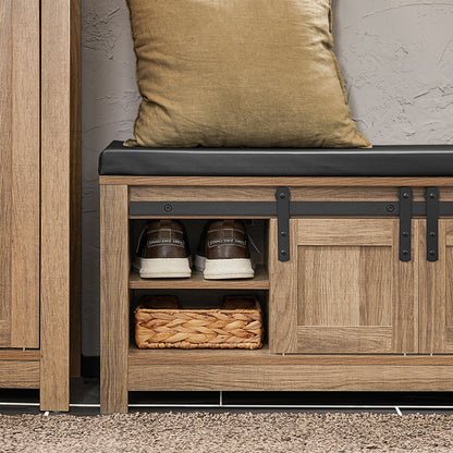 Prévente | SoBuy | Banc à chaussures avec portes coulissantes | Banc | Banc d'entrée | Marron clair | FSR118-BR