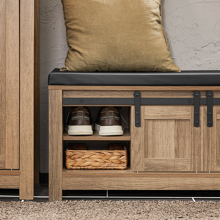 Prévente | SoBuy | Banc à chaussures avec portes coulissantes | Banc | Banc d'entrée | Marron clair | FSR118-BR