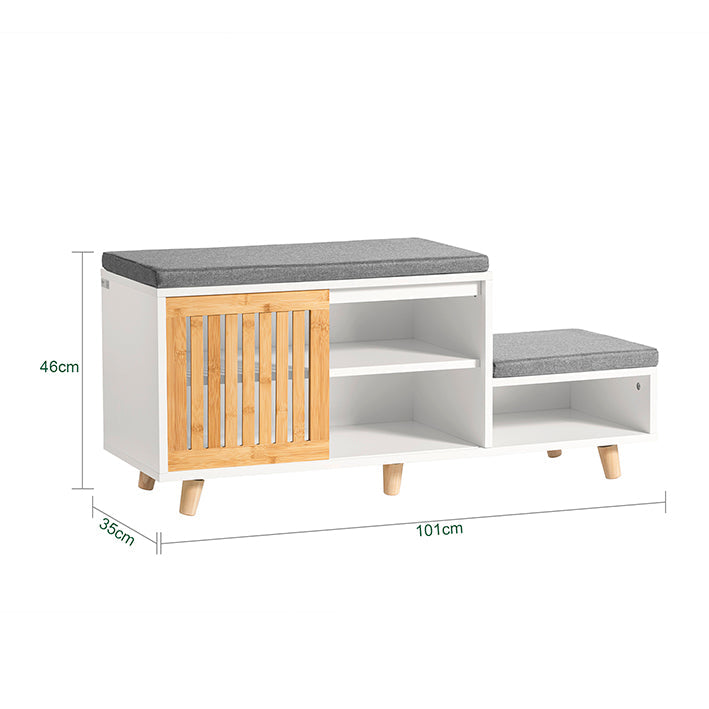 SoBuy | Cassapanca contenitore per scarpe | Panchina | Scarpiera | FSR125-WN