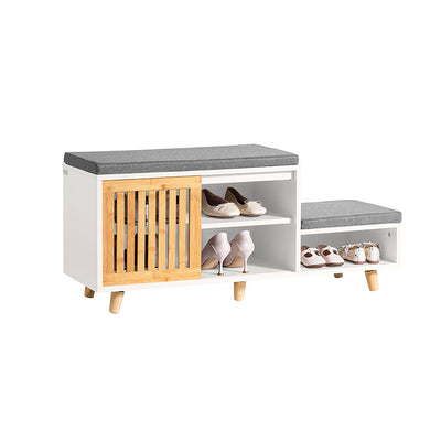 SoBuy | Cassapanca contenitore per scarpe | Panchina | Scarpiera | FSR125-WN