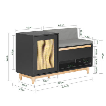 SoBuy | Banc à chaussures à structure ajourée | Banc | Étagère à chaussures | Banc de rangement pour enfants | Noir naturel | FSR128-SCH 