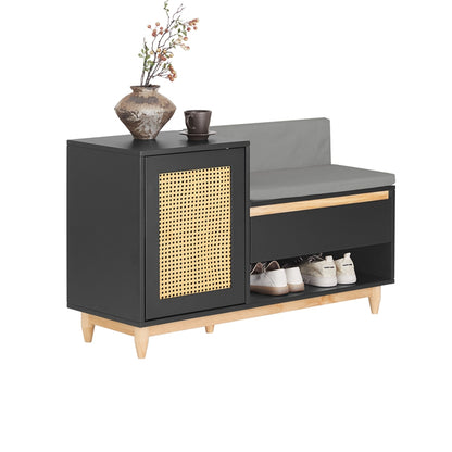SoBuy | Banc à chaussures à structure ajourée | Banc | Étagère à chaussures | Banc de rangement pour enfants | Noir naturel | FSR128-SCH 
