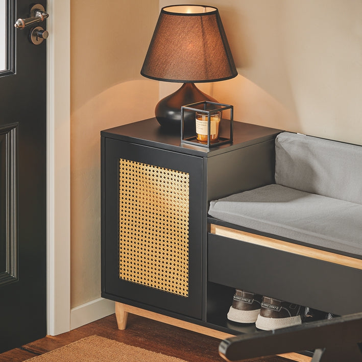 SoBuy | Banc à chaussures à structure ajourée | Banc | Étagère à chaussures | Banc de rangement pour enfants | Noir naturel | FSR128-SCH 