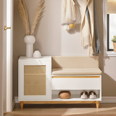 SoBuy | Banc d'entrée | Banquette | Banc à chaussures | Étagère à chaussures | FSR128-W 