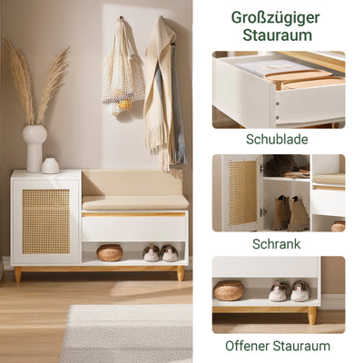 SoBuy | Banc d'entrée | Banquette | Banc à chaussures | Étagère à chaussures | FSR128-W 