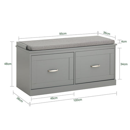 SoBuy | Banc d'entrée | Banquette | Étagère à chaussures | Banc à chaussures | FSR131-HG