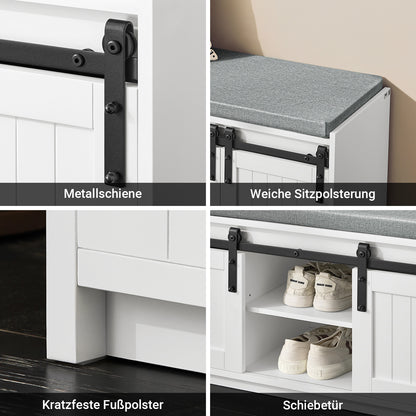 SoBuy | Banc à chaussures avec assise | Banc | Banc d'entrée | Étagère à chaussures | Blanc | FSR133-KW 