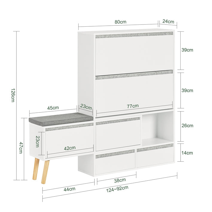 SoBuy | Meuble à Chaussures à abattants | Meuble de Rangement Chaussures Blanc | FSR134-W