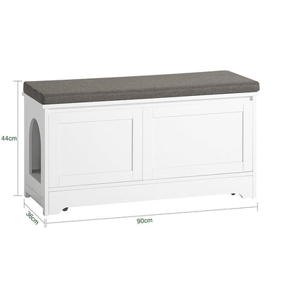 SoBuy | Cuccia per Gatti con Ciotole | Casa per Animali | Panchina Porta Scarpe con Cuccia | Bianco | FSR136-W