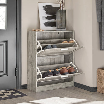 SoBuy | Meuble à Chaussures | Meuble de Rangement à Chaussures avec 2 Abattants | Commode à Chaussures | FSR137-HG