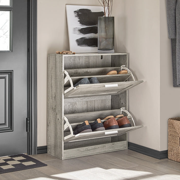 SoBuy | Meuble à Chaussures | Meuble de Rangement à Chaussures avec 2 Abattants | Commode à Chaussures | FSR137-HG