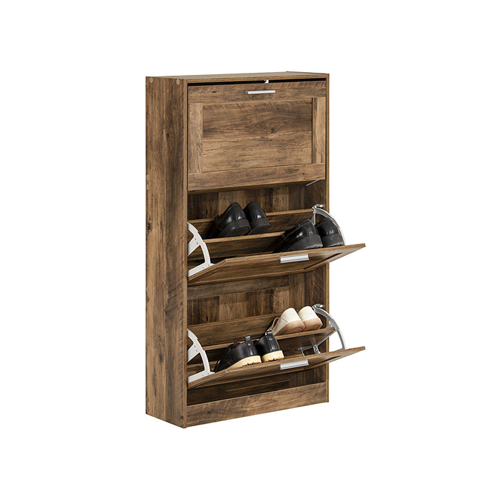 SoBuy | Meuble à Chaussures | Armoire à Chaussures à 3 Abattants | Commode à Chaussures | Vintage | FSR137-L-F