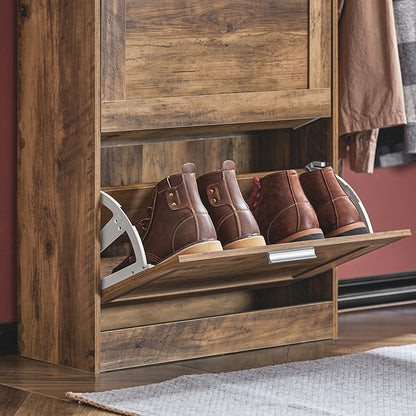 SoBuy | Meuble à chaussures | Meuble à chaussures 3 portes | Coffre à chaussures | Vintage | FSR137-LF