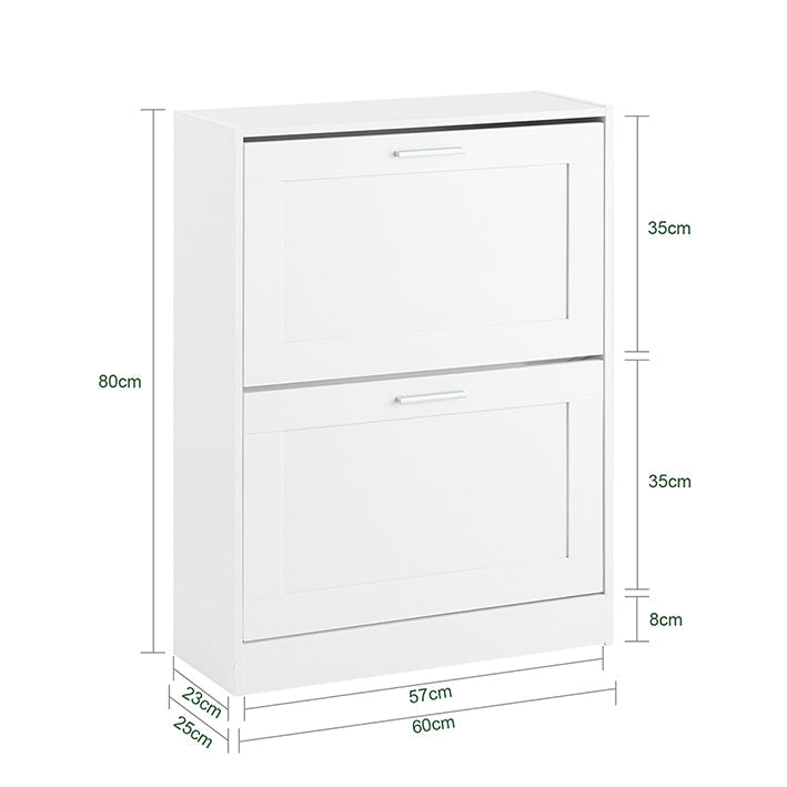 SoBuy | Scarpiera a ribalta | Scarpiera | con 2 ante a ribalta sottili | Bianco | 60x80x25cm | FSR137-W